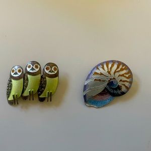 Lovely enamel on silver pins